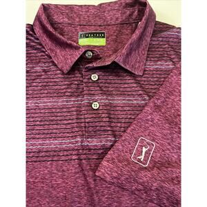 PGA TOUR Pro Series Purple Stripe Athletic Fit 100% Polyester XL Polo Golf Shirt